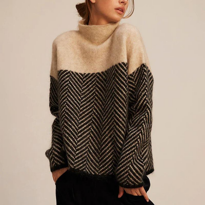 Chevron | Pull col roulé au style luxueux
