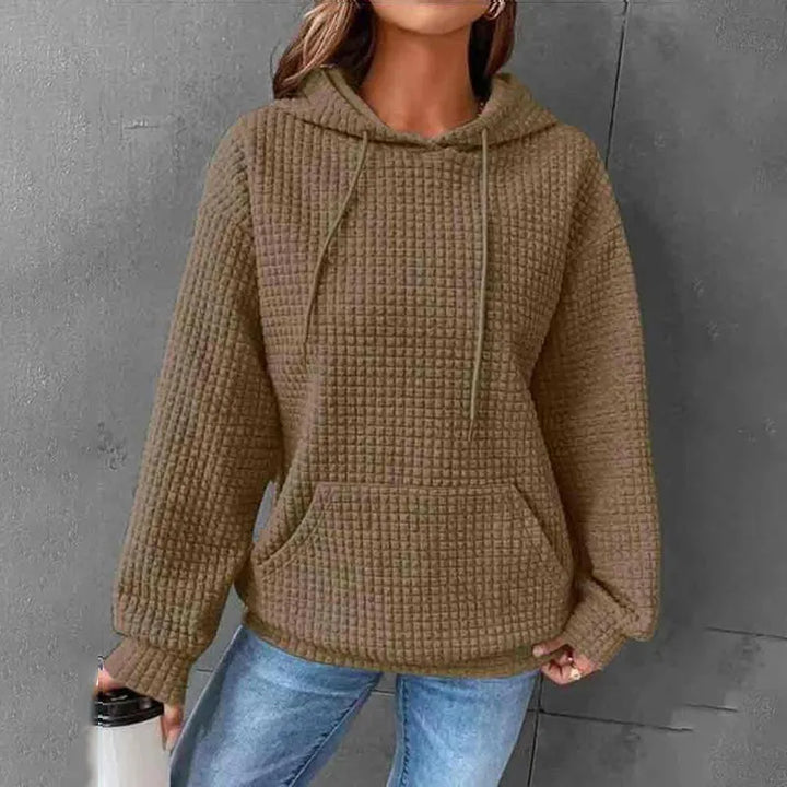 Sweat à capuche uni avec poche embossée